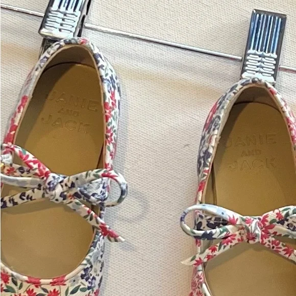 Janie And Jack Blue & Pink Floral Bow Flat - Picture 2 of 5